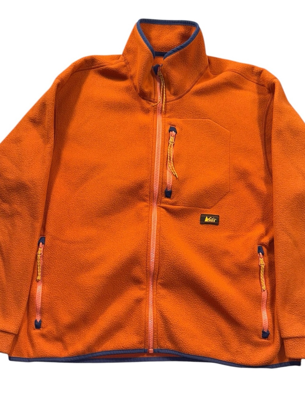 REI Polartec Fleece Women’s Large Bright Orange Full-Zip Outdoor Jacket Hiking